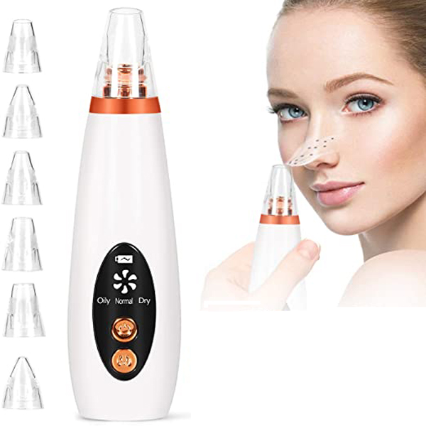 Rechargeable Blackhead Remover Vacuum Pore Cleaner with 6 Suction Heads